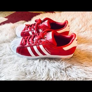 Men’s Red Leather SUPERSTAR Addidas